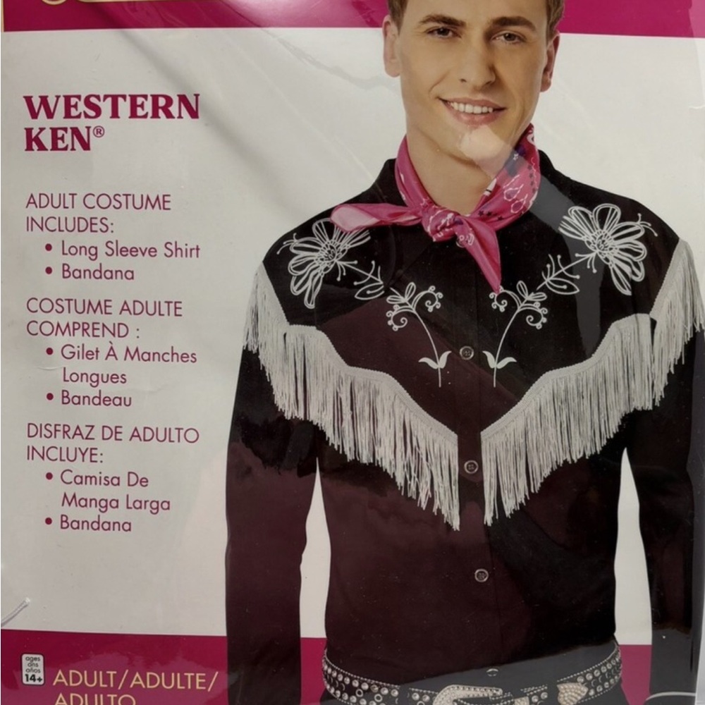 New  L 42-44 Men’s Barbie Ken Halloween Costume Set With Makeup Kit & Hat . - Picture 4 of 15